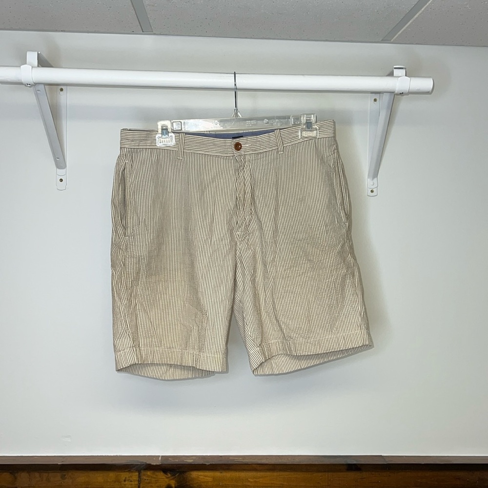 J. Crew Tan‎ & Cream Seersucker Shorts- 36